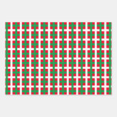 クリスマスレッドグリーン白い格子状のタータンチェック市松模様に ラッピングペーパーシート (正面)