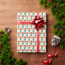 クリスマスレッドグリーン白パタ千鳥格子のーン ラッピングペーパー