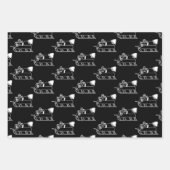 クリスマスレッドグリーン白黒サンタスレッドパターン ラッピングペーパーシート (正面3)