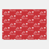 クリスマスレッドグリーン白黒サンタスレッドパターン ラッピングペーパーシート (正面)