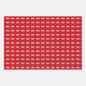 クリスマスレッドグリーン白黒ホホホホホ模様 ラッピングペーパーシート (正面)