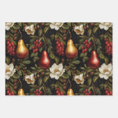 クリスマスレッドグリーン金ゴールドオーナメント ラッピングペーパーシート (正面2)