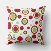 クリスマスレッドグリーン金ゴールドシルバー水玉模様 クッション (正面)