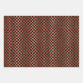 クリスマスレッドグリーン金ゴールドパターン ラッピングペーパーシート (正面)