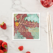 クリスマスレッドグリーン金ゴールドポイントセッティア スタンダードカクテルナプキン (インサイチュ)