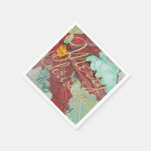 クリスマスレッドグリーン金ゴールドポイントセッティア スタンダードカクテルナプキン (角)