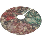 クリスマスレッドグリーン金ゴールド渦巻き ブラッシュドポリエステルツリースカート (アングル)