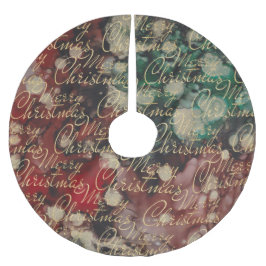 クリスマスレッドグリーン金ゴールド渦巻き ブラッシュドポリエステルツリースカート