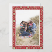 クリスマスレッドグリーン雪片パターン1写真 シーズンカード (正面)