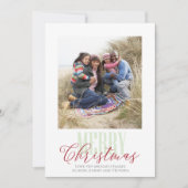 クリスマスレッドグリーン雪片パターン2枚フォトホー シーズンカード (正面)