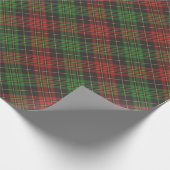 クリスマスレッドグリーン黒い格子模様クラシック ラッピングペーパー (角)