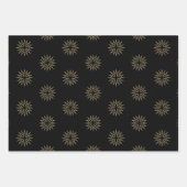 クリスマスレッドグリーン黒い金ゴールド星の雪片 ラッピングペーパーシート (正面3)