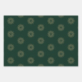 クリスマスレッドグリーン黒い金ゴールド星の雪片 ラッピングペーパーシート (正面2)