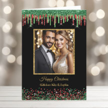 クリスマスレッドグリーン&ブラックグラムグリッタードリッピング