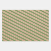 クリスマスレッドグリーン&ホワイトストライプズ素朴クラフト ラッピングペーパーシート (正面)