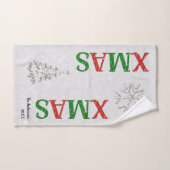 クリスマスレッドグリーンRhinestoneクリスマス書道 バスタオルセット (ハンドタオル)