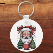 クリスマスレッドコケットサンタクリスマスホリデーファミリー キーホルダー (正面)