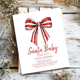 クリスマスレッドコケットボウベイビーシャワー招待状