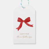 クリスマスレッドコケッパーソナライズされたトの弓贈り物 ギフトタグ (裏面)