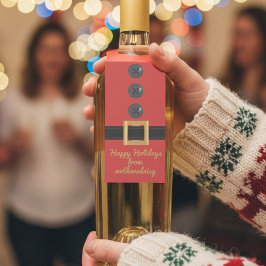 クリスマスレッドサンタスーツフェスティバルボトルハンガーラベル ボトルネックタグ