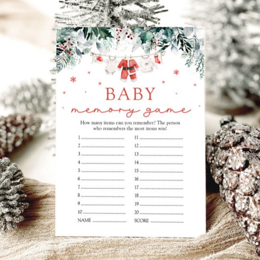 クリスマスレッドサンタベビーシャワーベビーメモリーゲーム 招待状