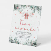 クリスマスレッドサンタベビーシャワー時間カプセルのサイン 台座サイン (正面)