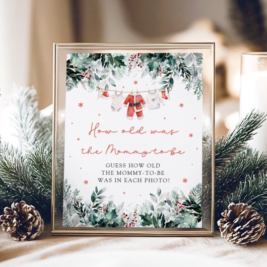 クリスマスレッドサンタベビーママのサイン歳 ポスター