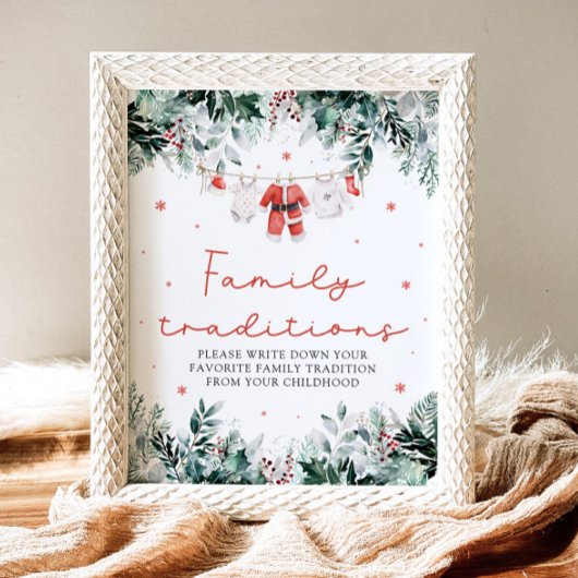 クリスマスレッドサンタベビー家族の伝統ゲーム ポスター