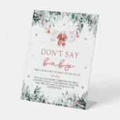 クリスマスレッドサンタベビー言わないベビーベビーシャワー 台座サイン (正面)