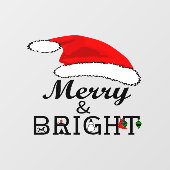 クリスマスレッドサンタメリーハットと明るいビニル ウィンドウサイン (シート)