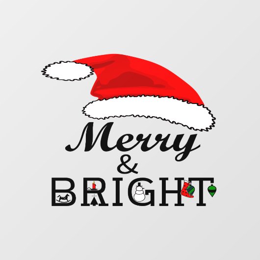 クリスマスレッドサンタメリーハットと明るいビニル ウィンドウサイン (シート)