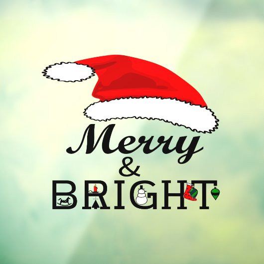 クリスマスレッドサンタメリーハットと明るいビニル ウィンドウサイン (シート3)