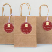 クリスマスレッドシルバーグリッターのビジネスロゴ ラウンドシール