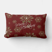 クリスマスレッドシルバースノーフレーク装飾用クッション ランバークッション (正面)