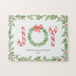クリスマスレッドジョイウォーターカラーリース緑 ジグソーパズル