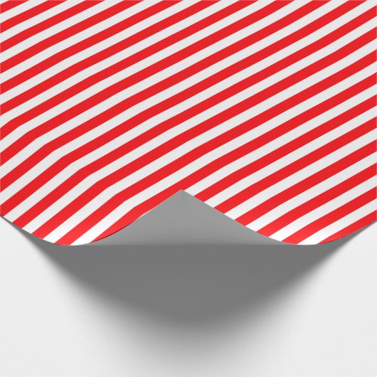クリスマスレッドストライプとスノーホワイトのキャンディーケインの ラッピングペーパー (角)