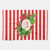 クリスマスレッドストライプのキッチンタオル キッチンタオル (横)
