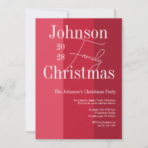 クリスマスレッドストライプのクリスマスパーティの招待状