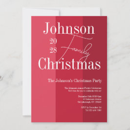 クリスマスレッドストライプのクリスマスパーティの招待状 招待状