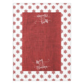 クリスマスレッドスノーフレークとバフェイクラップ テーブルクロス (正面)