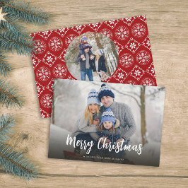 クリスマスレッドスノーフレークシンプルフェスティバル2写真 シーズンカード