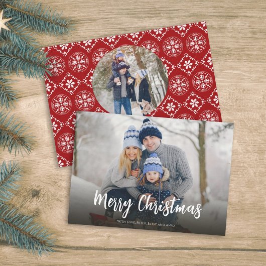 クリスマスレッドスノーフレークシンプルフェスティバル2写真 シーズンカード