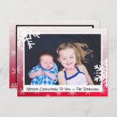 クリスマスレッドスノーフレークスファミリーフォトカード ポストカード (正面/裏面)