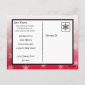 クリスマスレッドスノーフレークスファミリーフォトカード ポストカード (裏面)