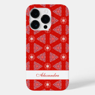 クリスマスレッドスノーフレークパーソナライズされた模様 Case-Mate iPhone 14 PROケース