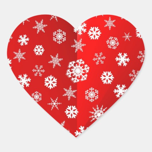 クリスマスレッドスノーフレーク ハートシール (正面)