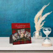 クリスマスレッドタータンチェックフォトコラージギフト フォトプラーク (インサイチュ)