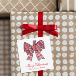 クリスマスレッドタータンチェック格子弓エンクロージャー ノートカード