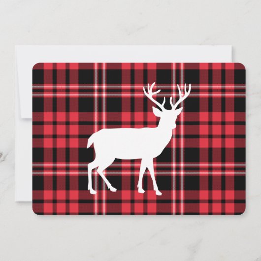 クリスマスレッドタータンチェック格子模様ホワイトスタッグ (裏面)