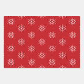 クリスマスレッドダークグリーン白黒雪 ラッピングペーパーシート (正面)